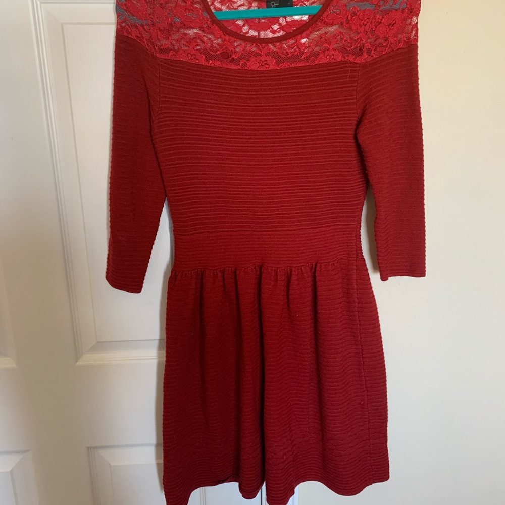Red Lace Sweater Dress